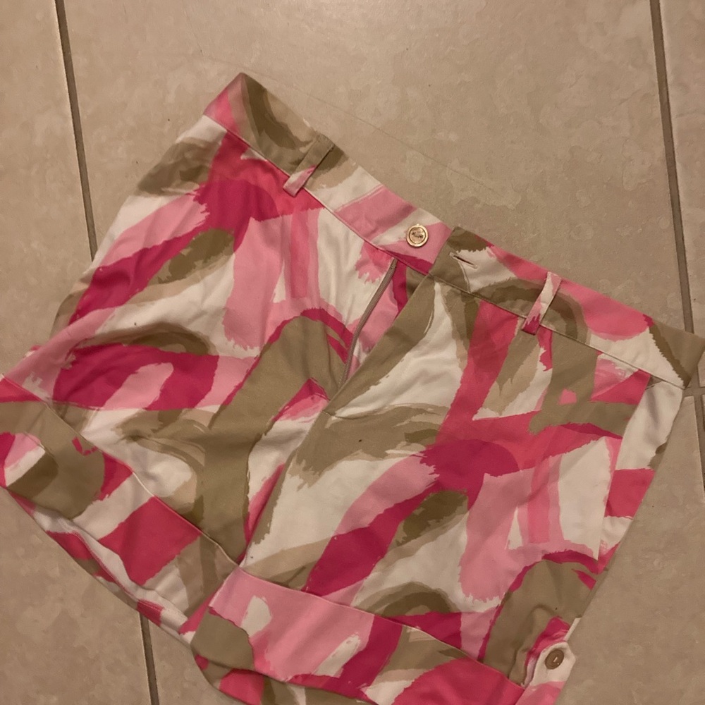 Blumarine Pink and Tan Patterned Shorts